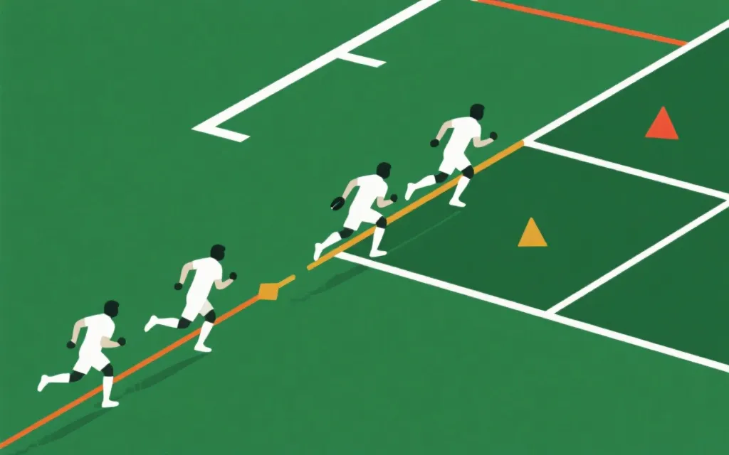 决赛关键防守回合复盘示意：回追路线与肋部空当